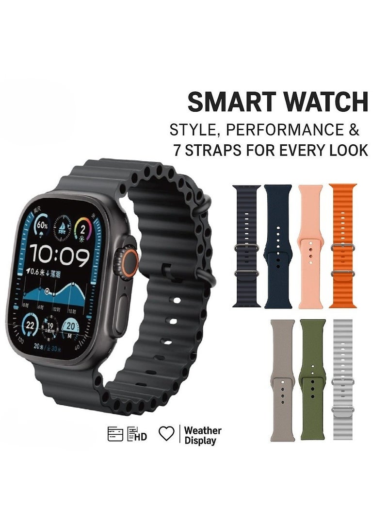 micro speed Smart Watch Ultra With Health Fitness Tracker Sport Watch  Supports 7 addition Wrist Strap 49MM-black - Image 1